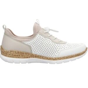 Rieker Antistress Nikita Leather Walking Shoes White Pearl Rose Womens 7 EU 37